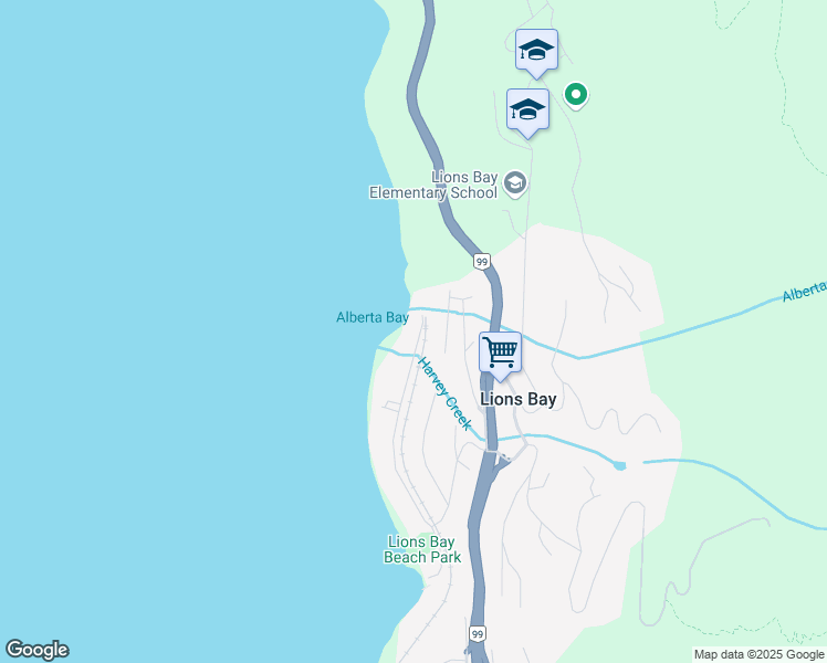map of restaurants, bars, coffee shops, grocery stores, and more near 290 Lions Bay Avenue in Lions Bay