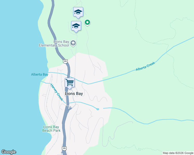 map of restaurants, bars, coffee shops, grocery stores, and more near 445 Mountain Drive in Lions Bay