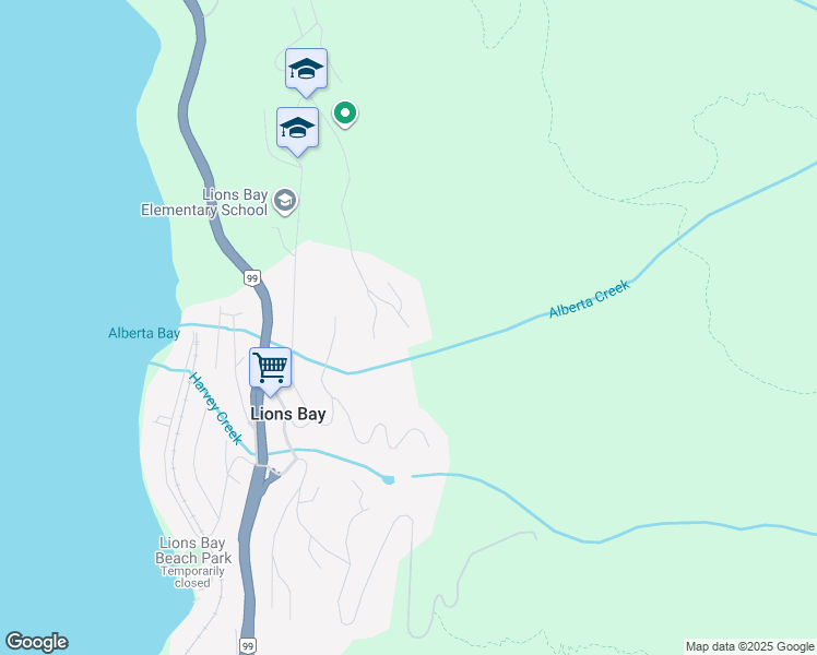 map of restaurants, bars, coffee shops, grocery stores, and more near 465 Timbertop Drive in Lions Bay