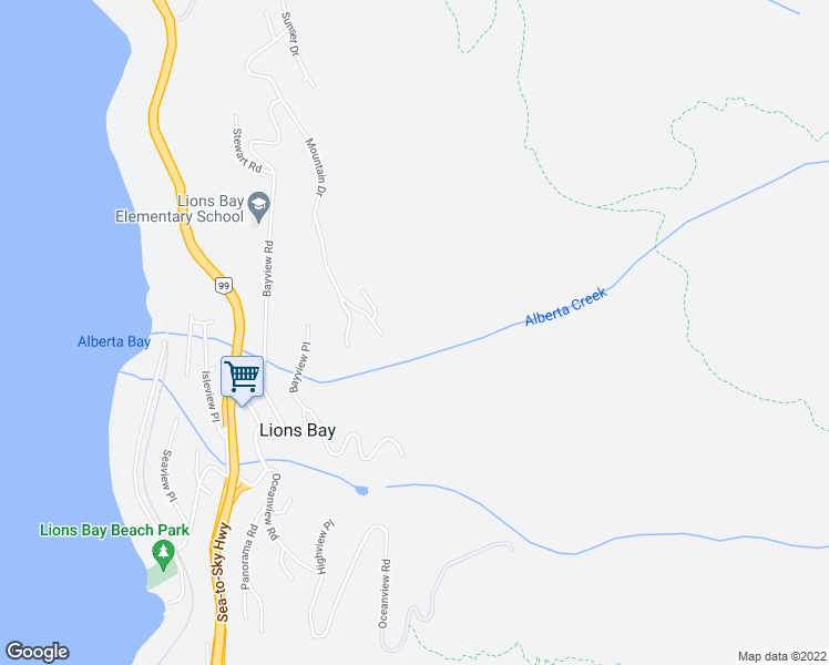 map of restaurants, bars, coffee shops, grocery stores, and more near 465 Timbertop Drive in Lions Bay