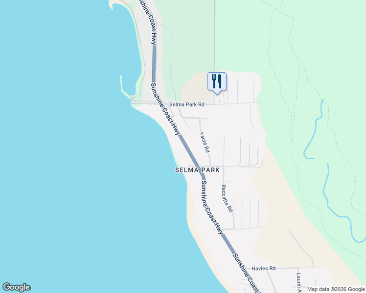 map of restaurants, bars, coffee shops, grocery stores, and more near 5235 Sunshine Coast Highway in Sechelt