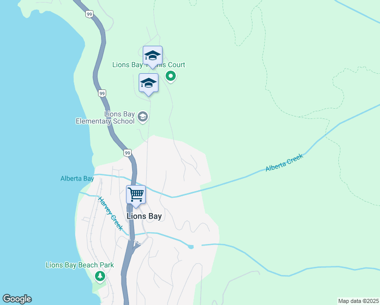 map of restaurants, bars, coffee shops, grocery stores, and more near 405 Timbertop Drive in Lions Bay
