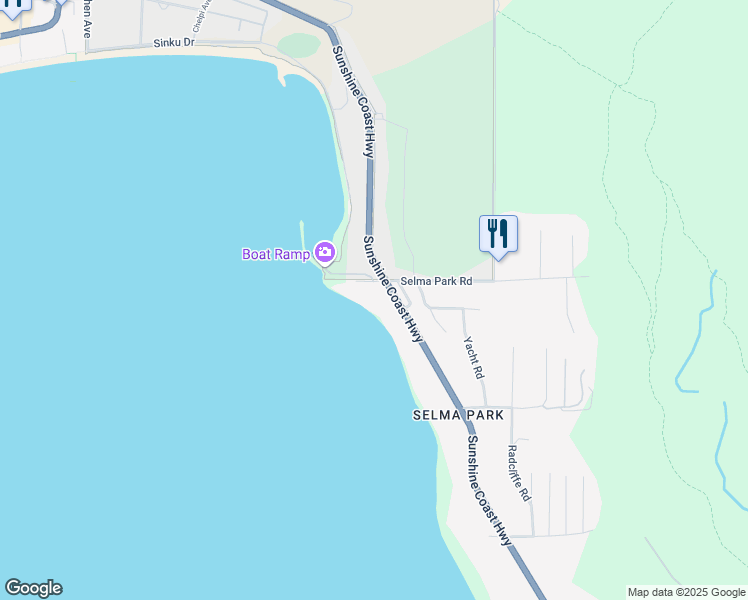 map of restaurants, bars, coffee shops, grocery stores, and more near 5401 Selma Park Road in Sechelt