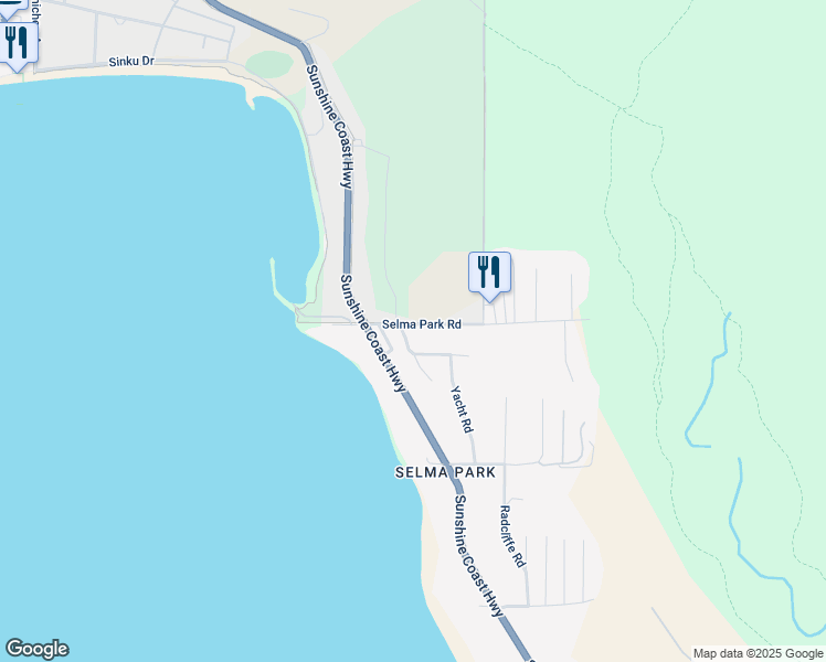 map of restaurants, bars, coffee shops, grocery stores, and more near 5376 Benner Road in Sechelt