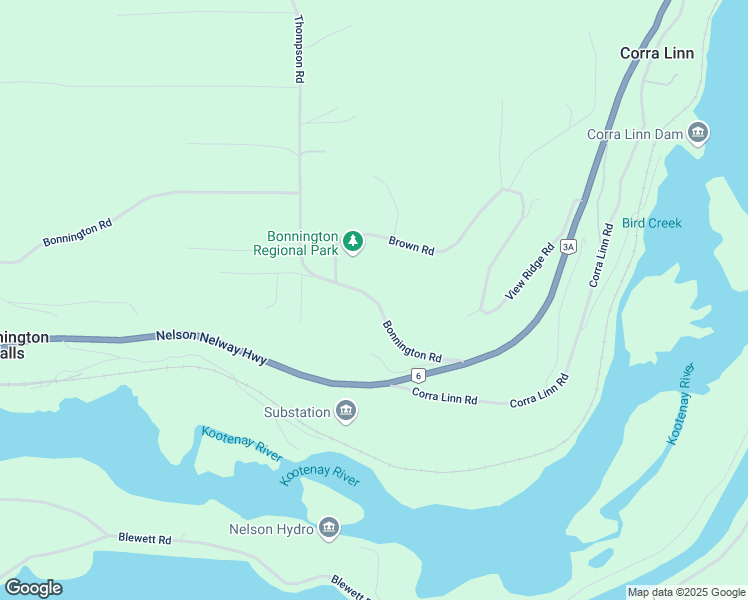 map of restaurants, bars, coffee shops, grocery stores, and more near Lower Bonnington Road in Nelson