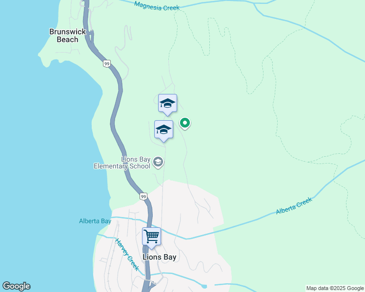 map of restaurants, bars, coffee shops, grocery stores, and more near 270 Mountain Drive in Lions Bay
