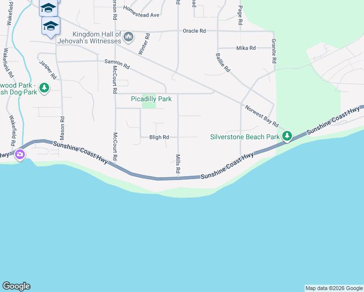 map of restaurants, bars, coffee shops, grocery stores, and more near 5410 Mills Road in Sechelt
