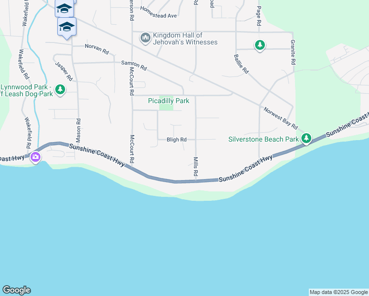 map of restaurants, bars, coffee shops, grocery stores, and more near 5416 Stellar Way in Sechelt
