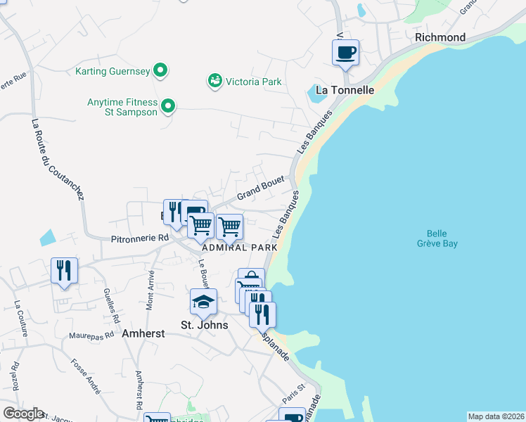 map of restaurants, bars, coffee shops, grocery stores, and more near in 