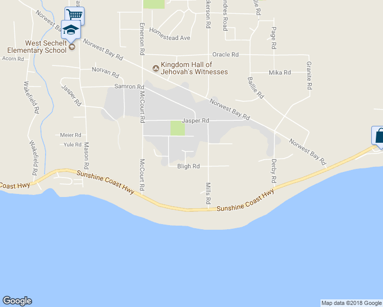 map of restaurants, bars, coffee shops, grocery stores, and more near 5466 Carnaby Place in Sechelt