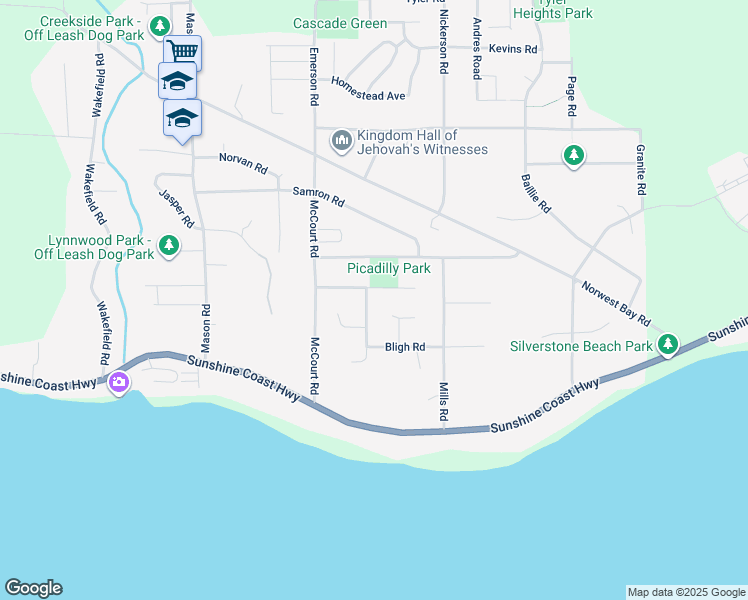map of restaurants, bars, coffee shops, grocery stores, and more near 5462 Kensington Road in Sechelt