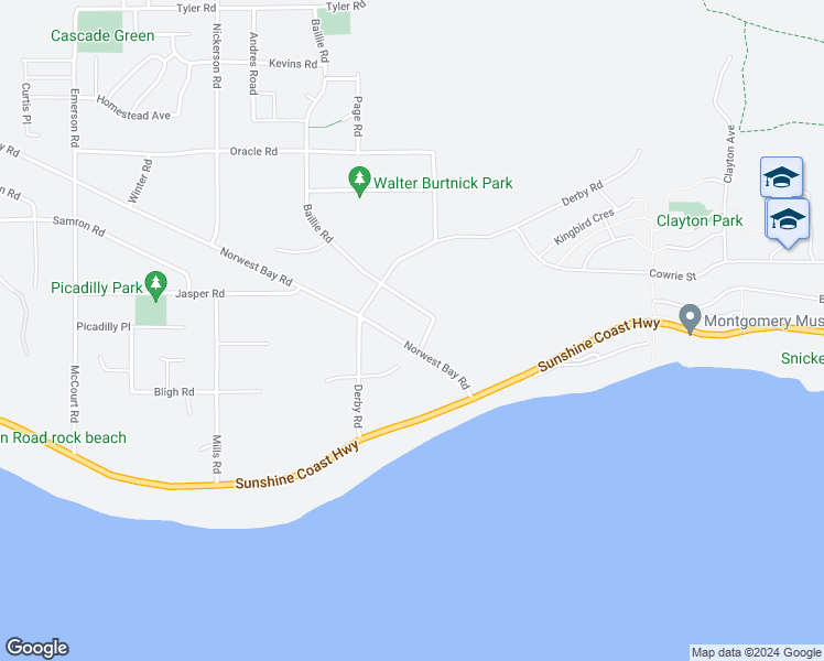 map of restaurants, bars, coffee shops, grocery stores, and more near 6167 Bligh Road in Sechelt