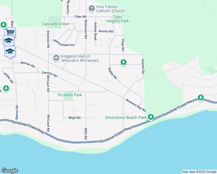 map of restaurants, bars, coffee shops, grocery stores, and more near 6242 Norwest Bay Road in Sechelt