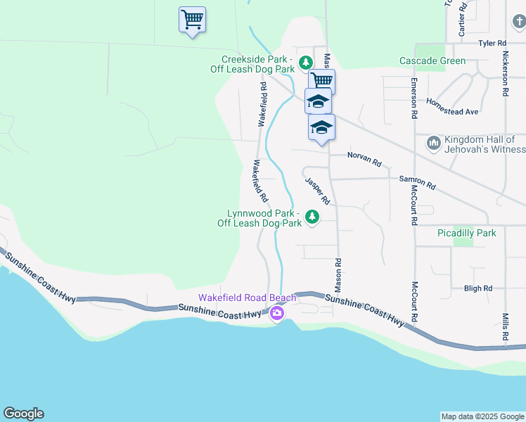 map of restaurants, bars, coffee shops, grocery stores, and more near 5513 Wakefield Road in Sechelt