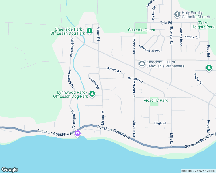 map of restaurants, bars, coffee shops, grocery stores, and more near 6472 Jasper Road in Sechelt