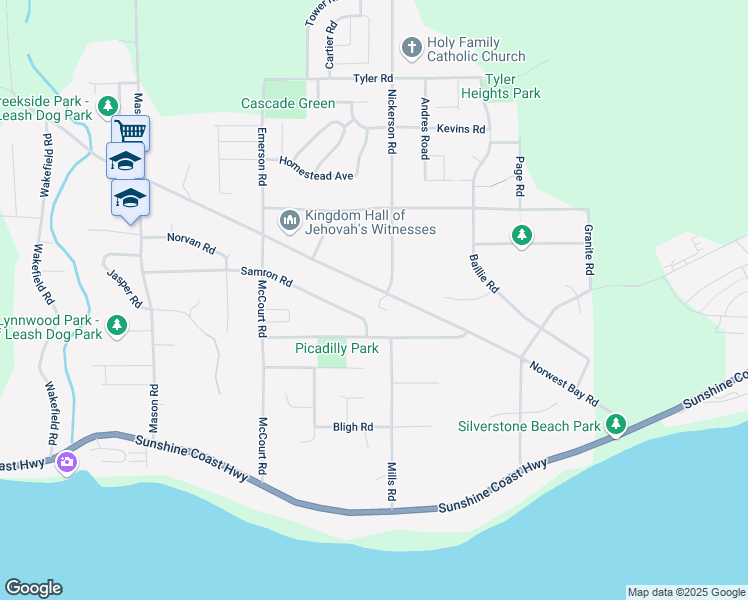 map of restaurants, bars, coffee shops, grocery stores, and more near 6315 Norwest Bay Road in Sechelt