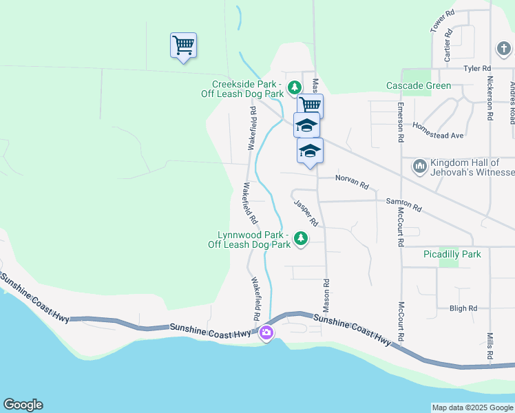 map of restaurants, bars, coffee shops, grocery stores, and more near 6563 Anchor Place in Sechelt
