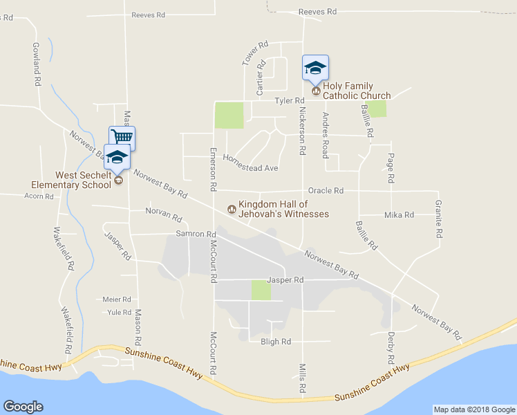 map of restaurants, bars, coffee shops, grocery stores, and more near 5576 Winter Road in Sechelt