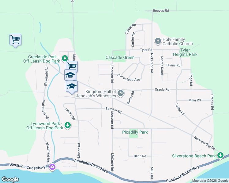 map of restaurants, bars, coffee shops, grocery stores, and more near 6409 Norwest Bay Road in Sechelt