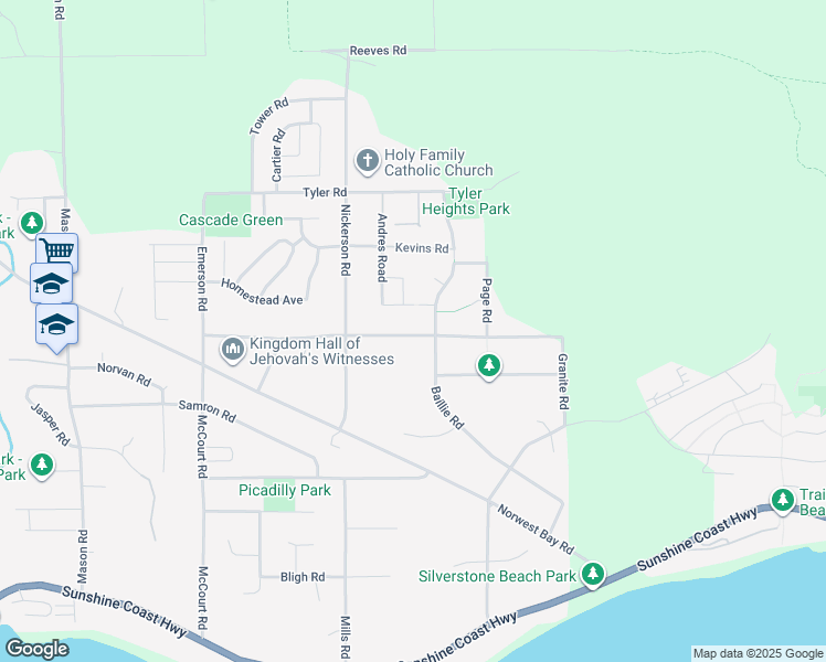 map of restaurants, bars, coffee shops, grocery stores, and more near 6252 Oracle Road in Sechelt