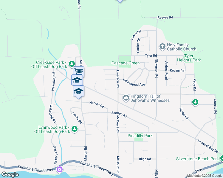 map of restaurants, bars, coffee shops, grocery stores, and more near 5592 Curtis Place in Sechelt