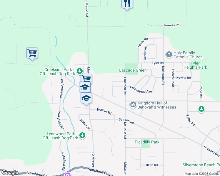 map of restaurants, bars, coffee shops, grocery stores, and more near 5629 Curtis Place in Sechelt