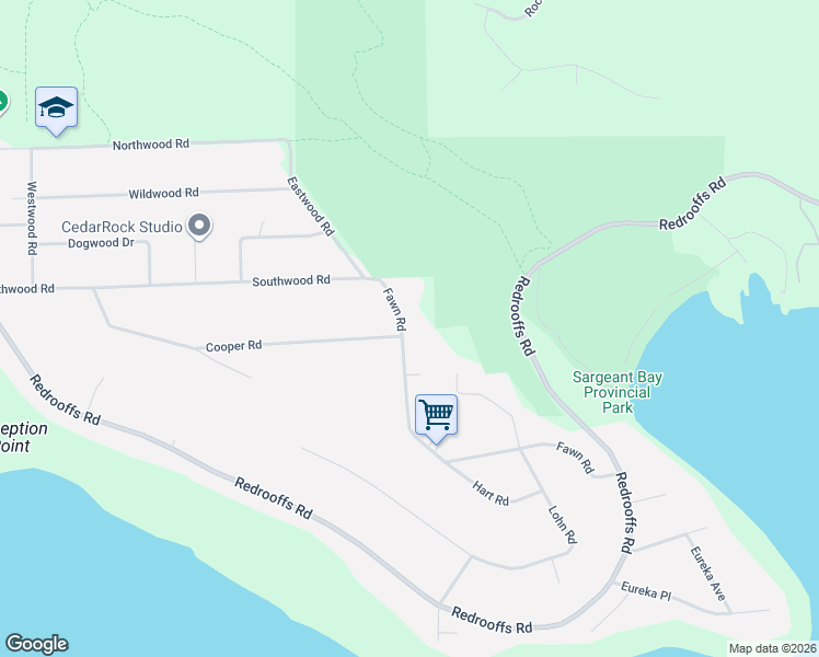 map of restaurants, bars, coffee shops, grocery stores, and more near 7886 Fawn Road in Halfmoon Bay