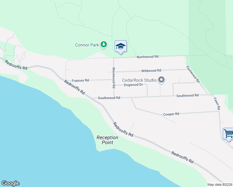 map of restaurants, bars, coffee shops, grocery stores, and more near 8096 Westwood Road in Halfmoon Bay