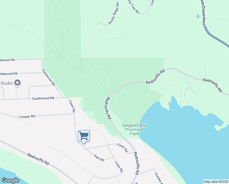 map of restaurants, bars, coffee shops, grocery stores, and more near Redrooffs Road in Sunshine Coast Regional District
