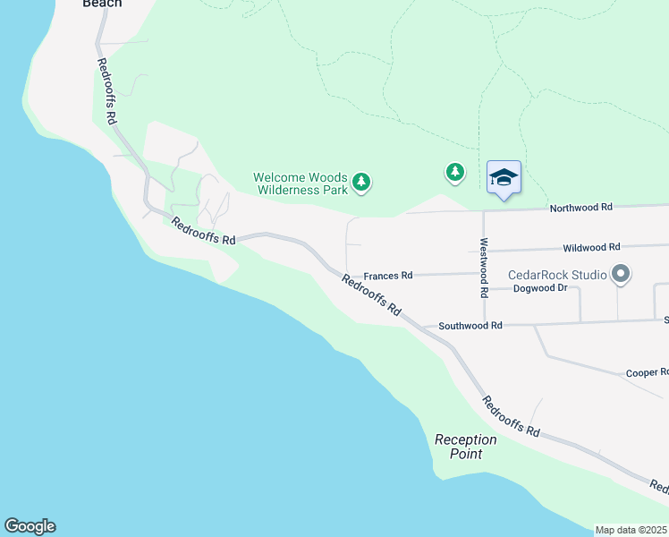 map of restaurants, bars, coffee shops, grocery stores, and more near 8200 Redrooffs Road in Halfmoon Bay