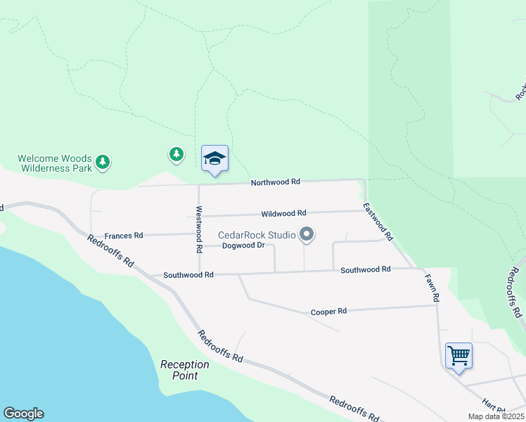 map of restaurants, bars, coffee shops, grocery stores, and more near 8048 Wildwood Road in Halfmoon Bay