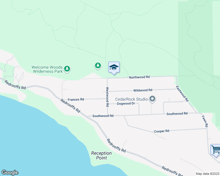 map of restaurants, bars, coffee shops, grocery stores, and more near 8096 Wildwood Road in Halfmoon Bay