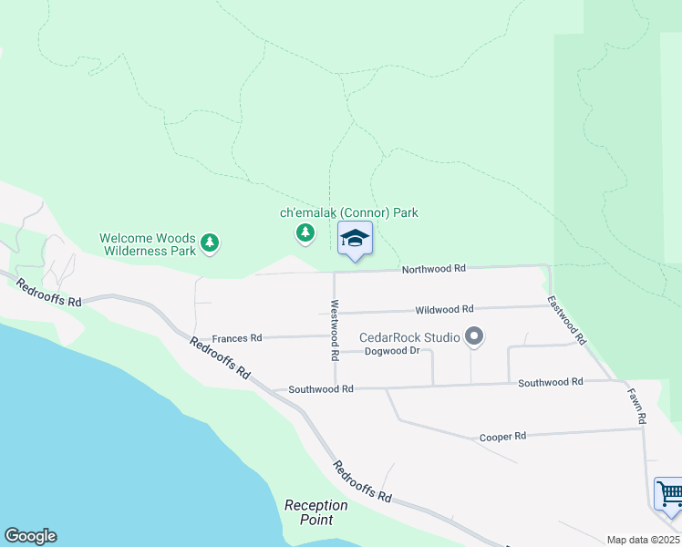 map of restaurants, bars, coffee shops, grocery stores, and more near 8099 Northwood Road in Halfmoon Bay