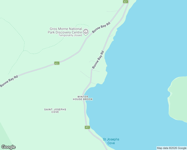 map of restaurants, bars, coffee shops, grocery stores, and more near 60 Bonne Bay Road in Woody Point