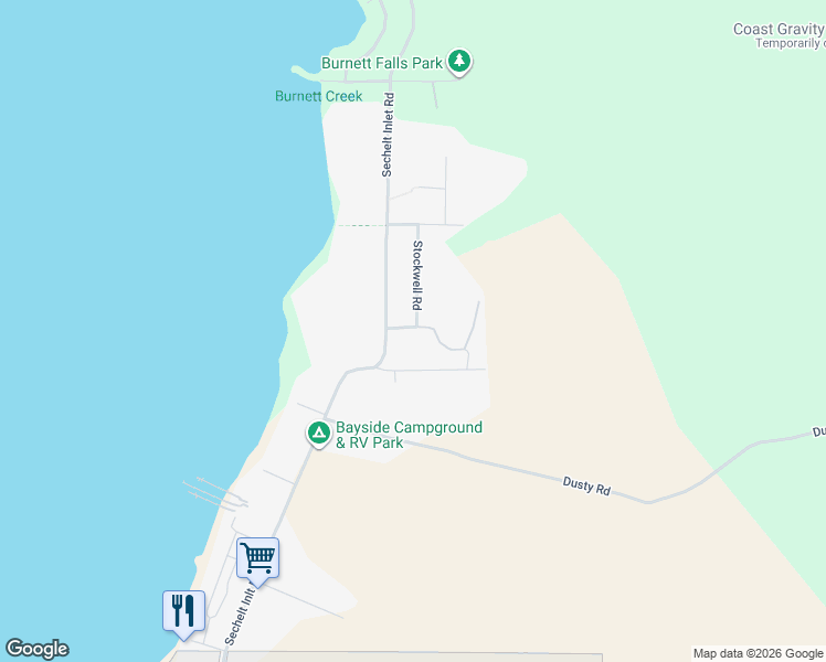 map of restaurants, bars, coffee shops, grocery stores, and more near 5427 Boxwood Road in Sechelt