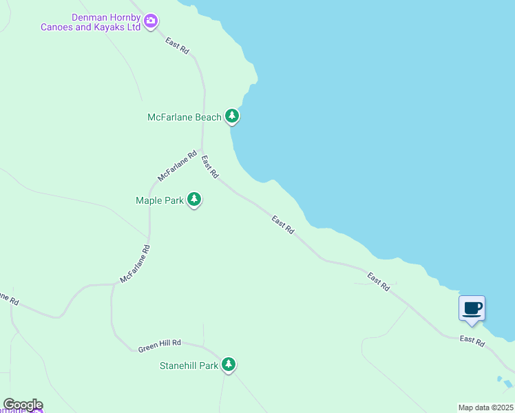 map of restaurants, bars, coffee shops, grocery stores, and more near 4745 East Road in Denman Island