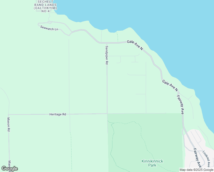 map of restaurants, bars, coffee shops, grocery stores, and more near Sandpiper Road in Sechelt