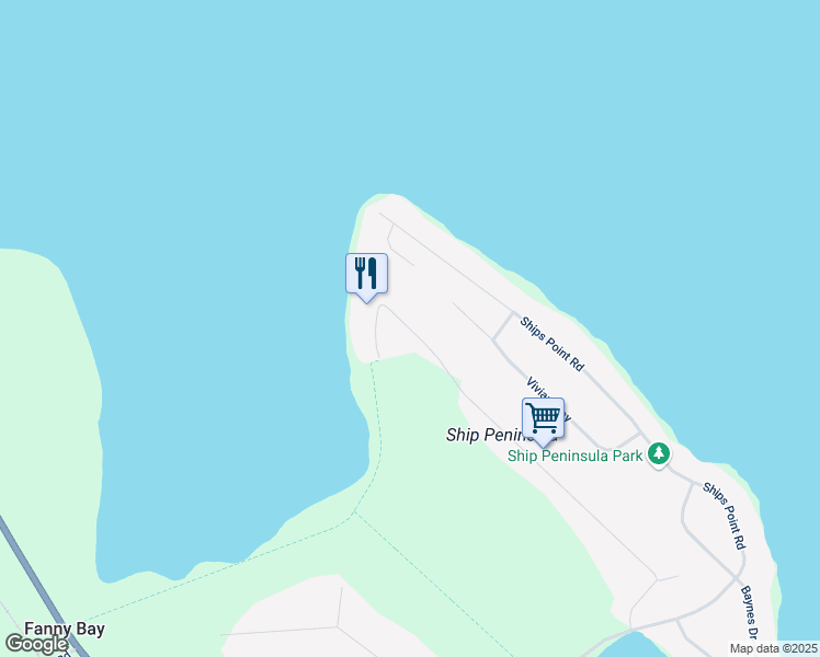 map of restaurants, bars, coffee shops, grocery stores, and more near 7640 Tozer Road in Fanny Bay