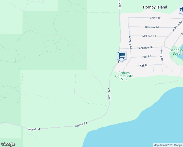 map of restaurants, bars, coffee shops, grocery stores, and more near 4480 Strachan Road in Hornby Island