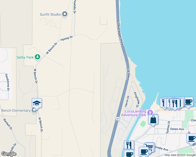 map of restaurants, bars, coffee shops, grocery stores, and more near 2015 Spartan Drive in Penticton