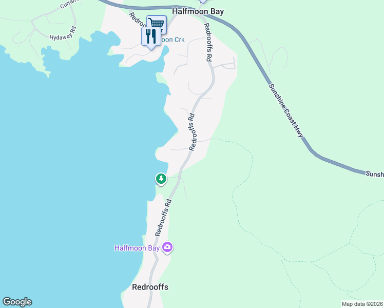 map of restaurants, bars, coffee shops, grocery stores, and more near 8846 Redrooffs Road in Halfmoon Bay