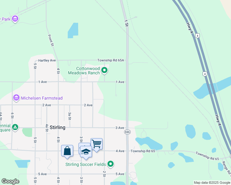 map of restaurants, bars, coffee shops, grocery stores, and more near 138 1 Avenue in Stirling
