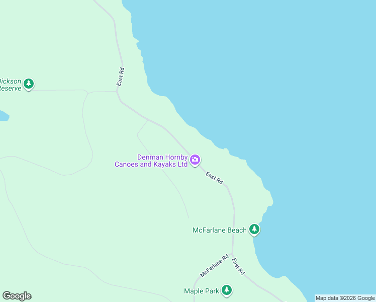 map of restaurants, bars, coffee shops, grocery stores, and more near 3830 East Road in Denman Island