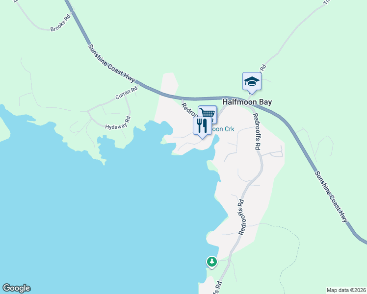 map of restaurants, bars, coffee shops, grocery stores, and more near 5620 Mintie Road in Halfmoon Bay