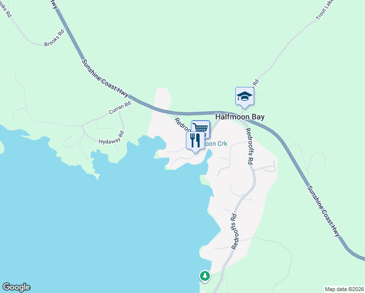 map of restaurants, bars, coffee shops, grocery stores, and more near 5639 O'Brian Road in Halfmoon Bay
