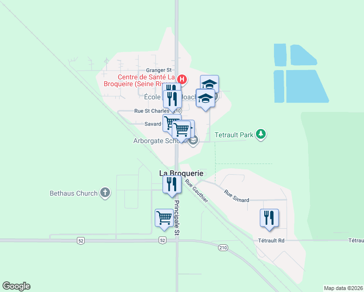 map of restaurants, bars, coffee shops, grocery stores, and more near 131 Provincial Road 302 in La Broquerie