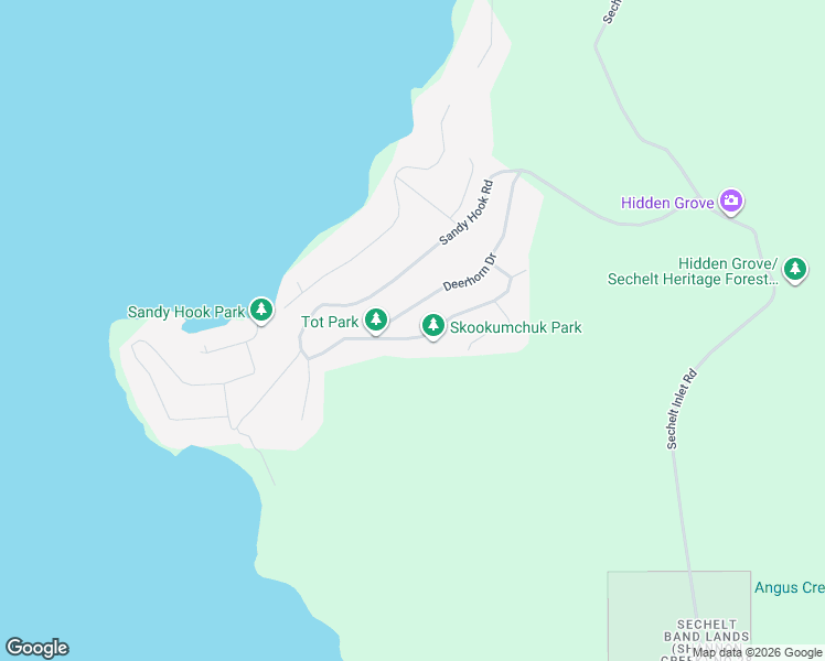 map of restaurants, bars, coffee shops, grocery stores, and more near 5897 Skookumchuk Road in Sechelt
