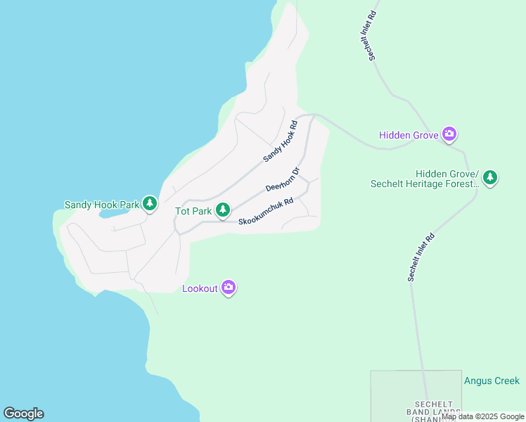 map of restaurants, bars, coffee shops, grocery stores, and more near 5870 Skookumchuk Road in Sechelt