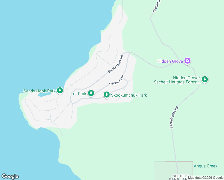 map of restaurants, bars, coffee shops, grocery stores, and more near 5867 Deerhorn Drive in Sechelt