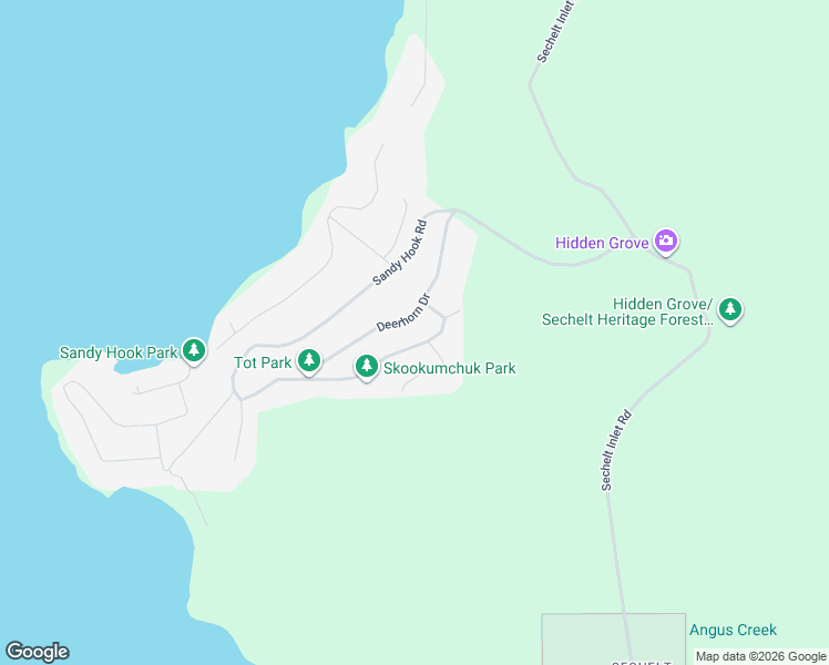 map of restaurants, bars, coffee shops, grocery stores, and more near 5844 Skookumchuk Road in Sechelt